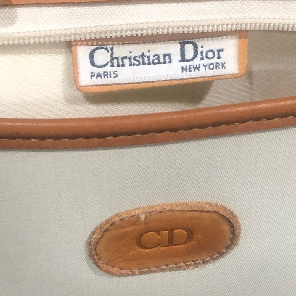CHRISTIAN DIOR canvas and leather clutch